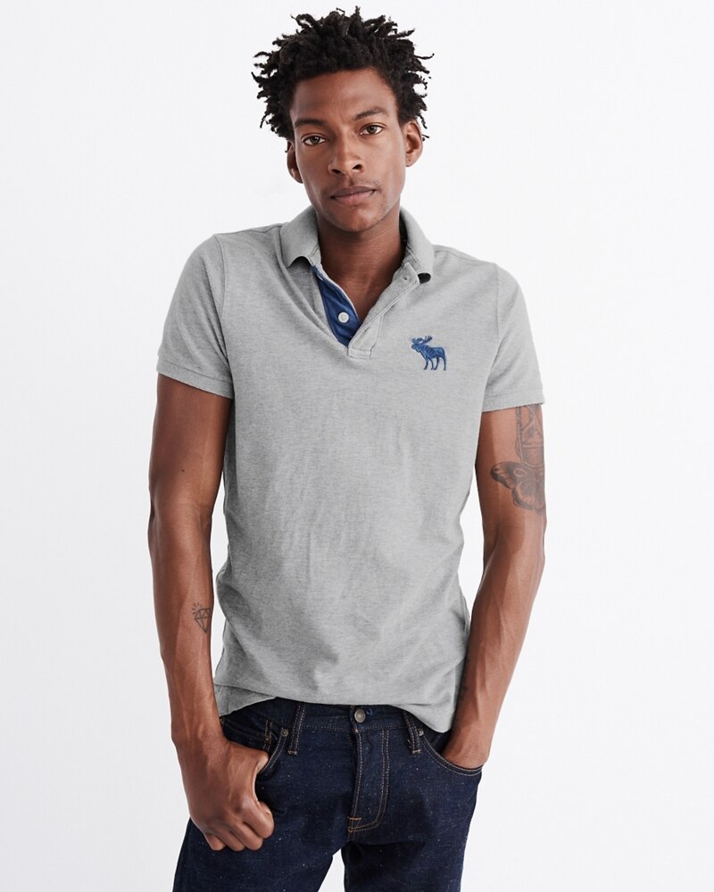 Hình Áo thun polo Abercrombie & Fitch AF-P118 Big Icon Polo Grey