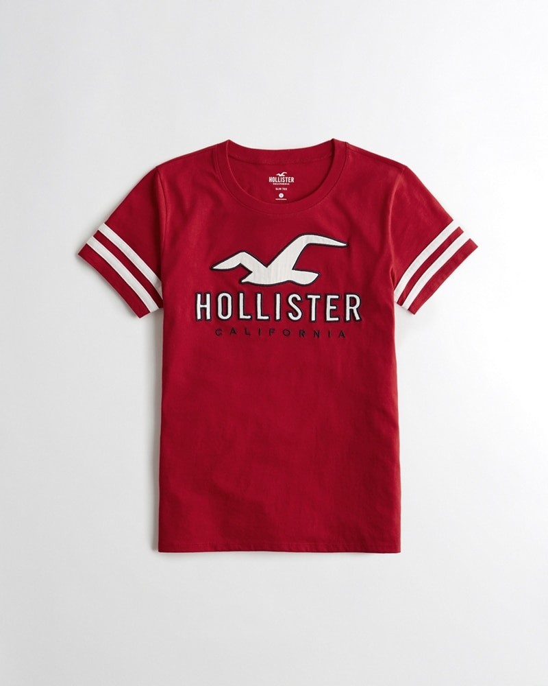 Hình Áo thun nữ Hollister HCO-NT38 Sleeve-Stripe Logo Graphic Tee