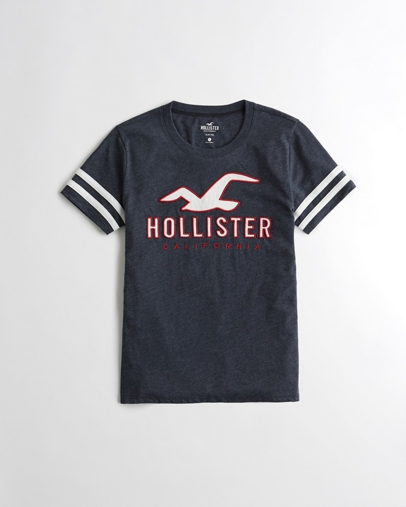 Hình Áo thun nữ Hollister HCO-NT39 Sleeve-Stripe Logo Graphic Tee