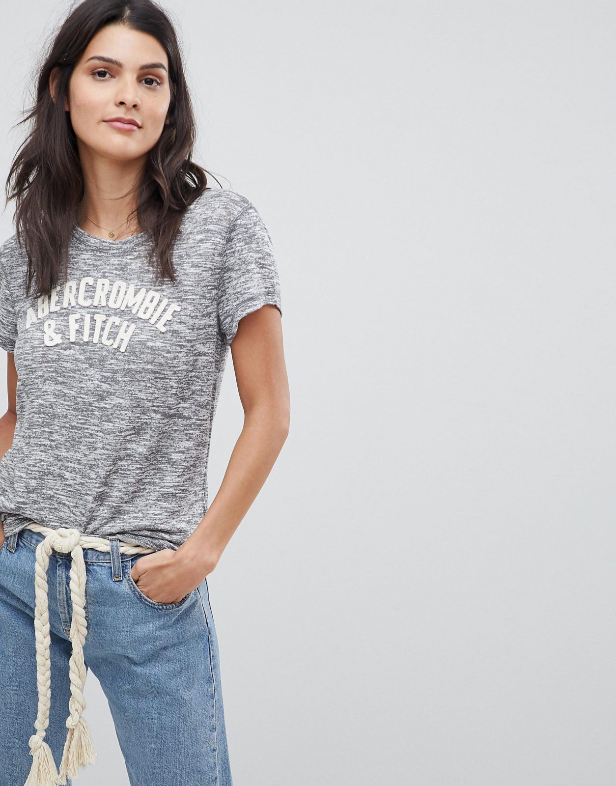 Hình Áo thun nữ Abercrombie AF-NT77 Cozy Logo Tee Grey