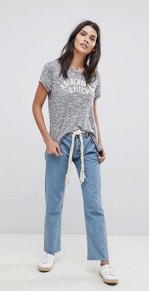 Hình Áo thun nữ Abercrombie AF-NT77 Cozy Logo Tee Grey