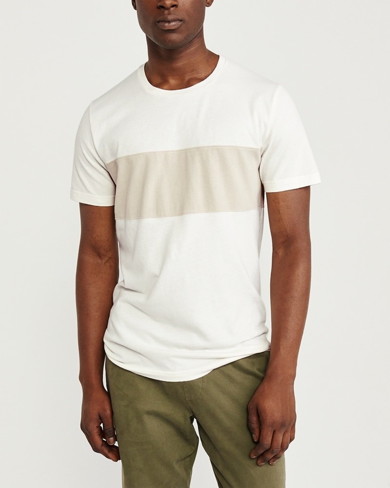 Hình Áo thun nam Abercrombie & Fitch AF-T288 Colorblock Tee Cream