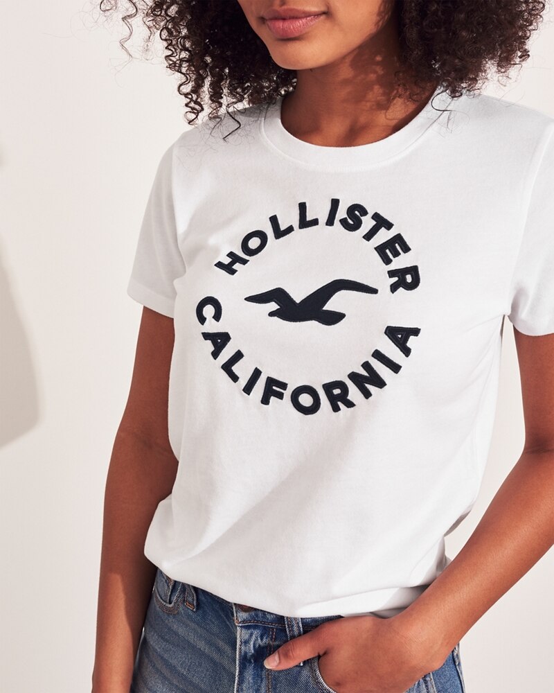 Hình Áo thun nữ Hollister HCO-NT40 Applique Logo Graphic Tee White