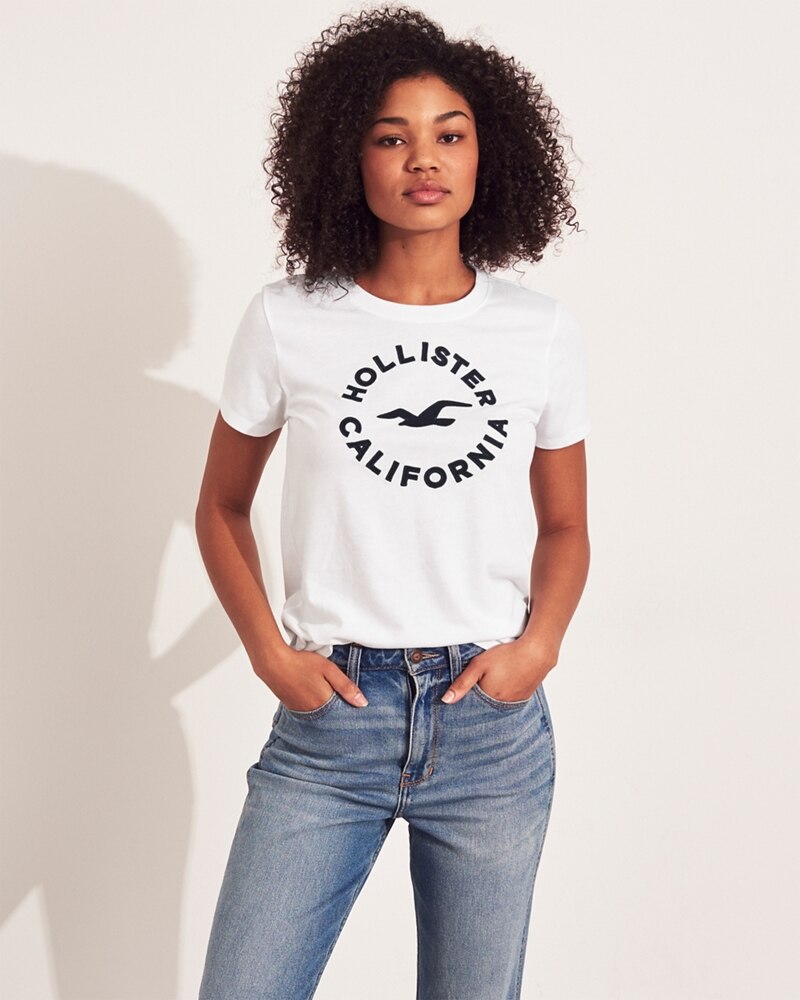 Hình Áo thun nữ Hollister HCO-NT40 Applique Logo Graphic Tee White
