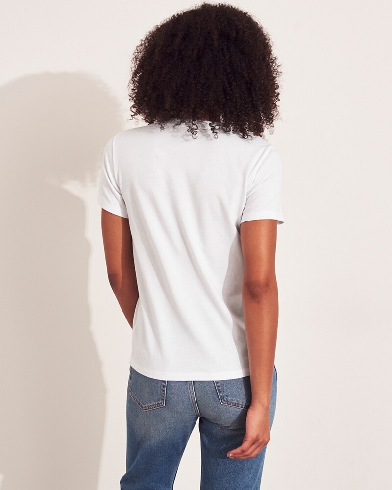 Hình Áo thun nữ Hollister HCO-NT40 Applique Logo Graphic Tee White