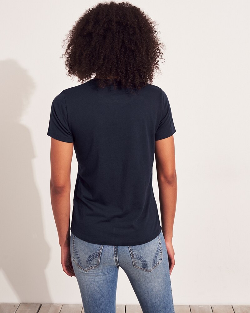 Hình Áo thun nữ Hollister HCO-NT41 Applique Logo Graphic Tee Navy