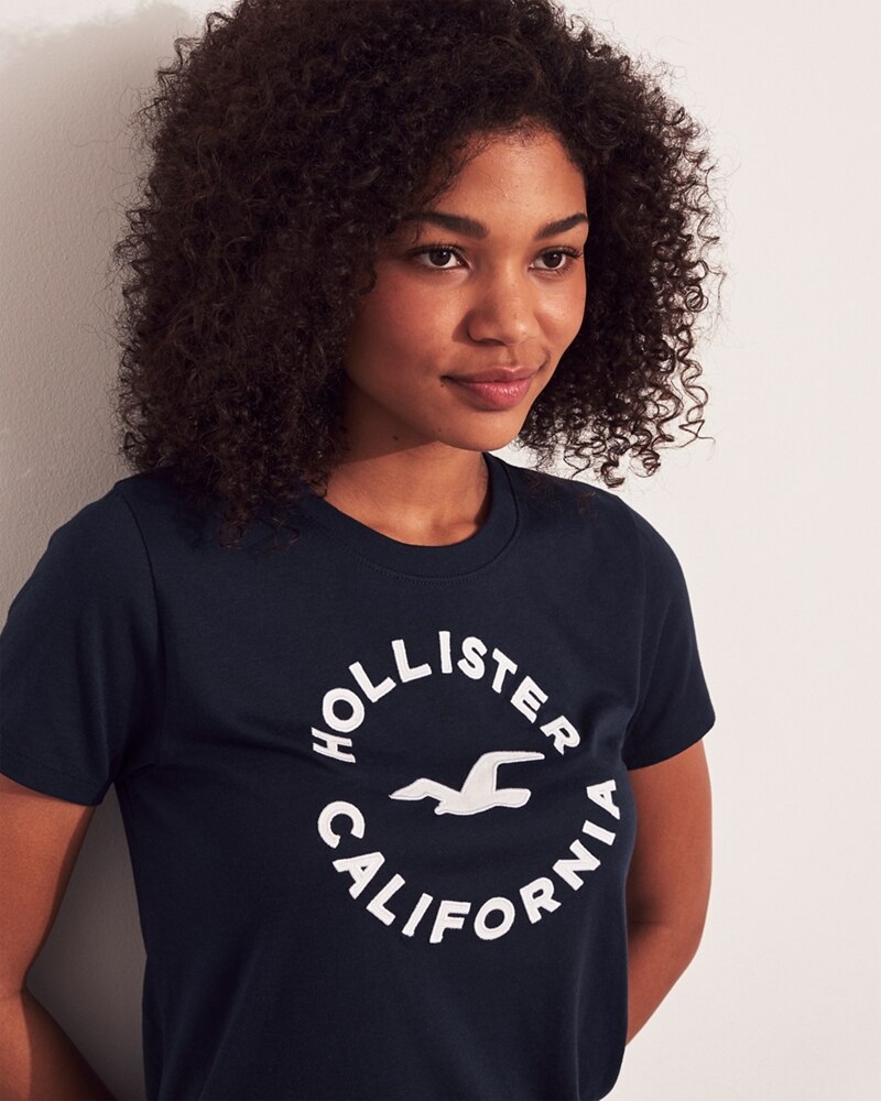 Hình Áo thun nữ Hollister HCO-NT41 Applique Logo Graphic Tee Navy