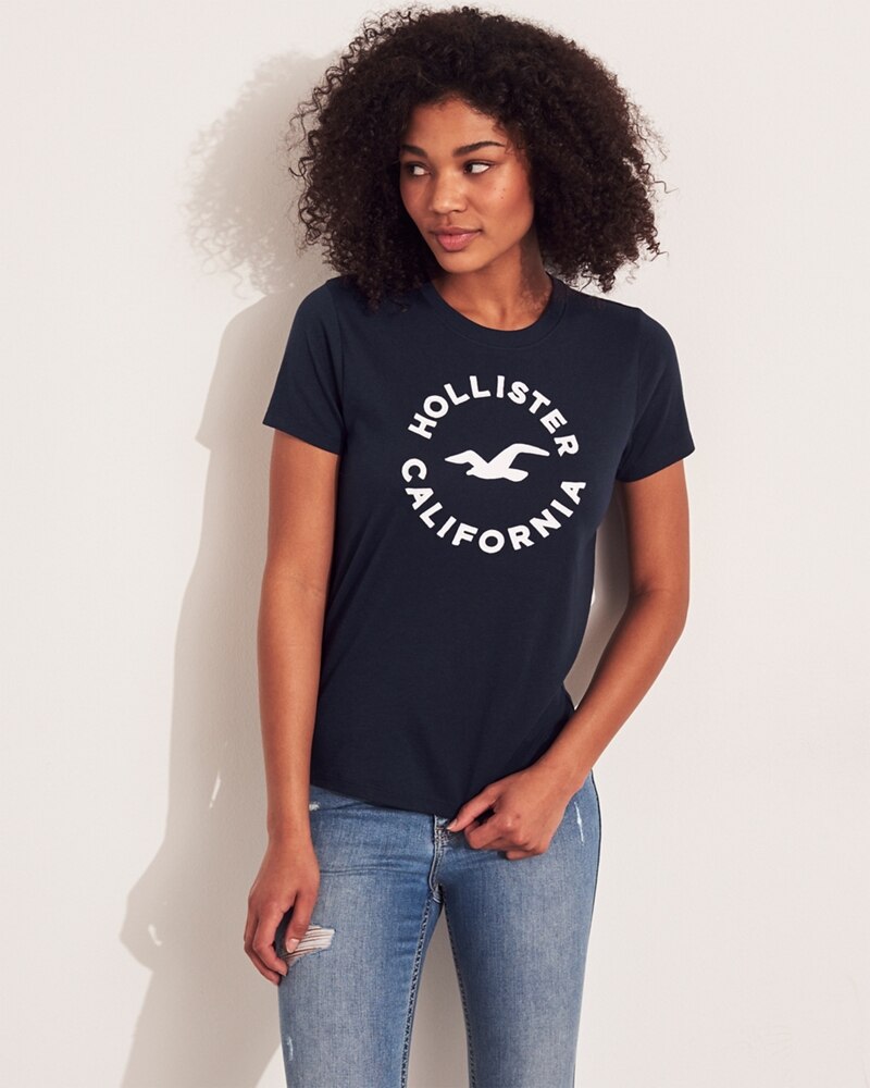Hình Áo thun nữ Hollister HCO-NT41 Applique Logo Graphic Tee Navy