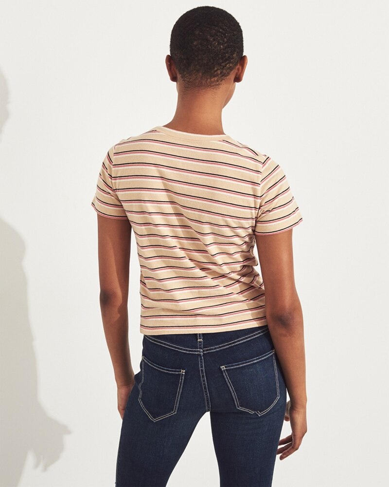 Hình Áo thun nữ Hollister HCO-NT42 Flock Logo Graphic Tee Stripes