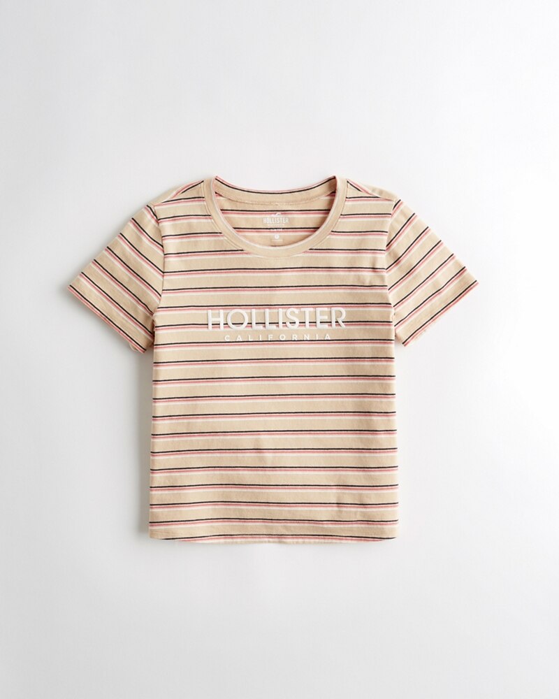 Hình Áo thun nữ Hollister HCO-NT42 Flock Logo Graphic Tee Stripes