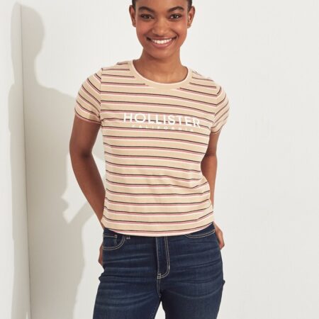 Hình Áo thun nữ Hollister HCO-NT42 Flock Logo Graphic Tee Stripes