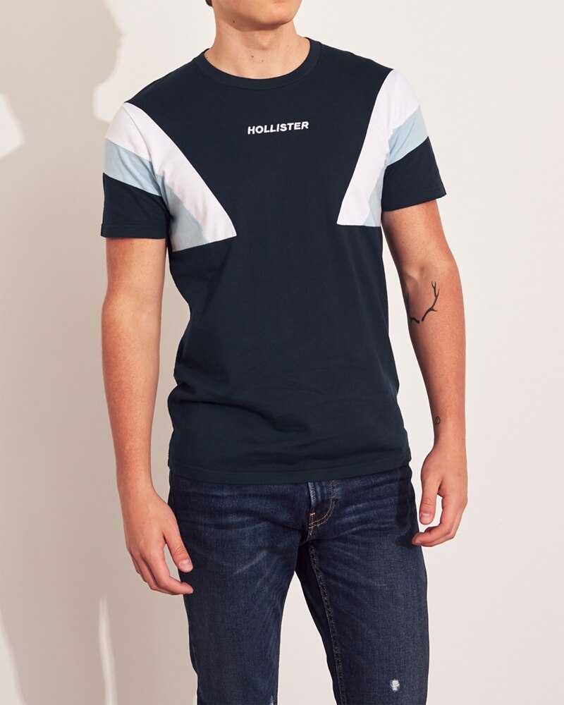 Hình Áo thun nam Hollister HCO-T163 Colorblock Crewneck T-Shirt Navy