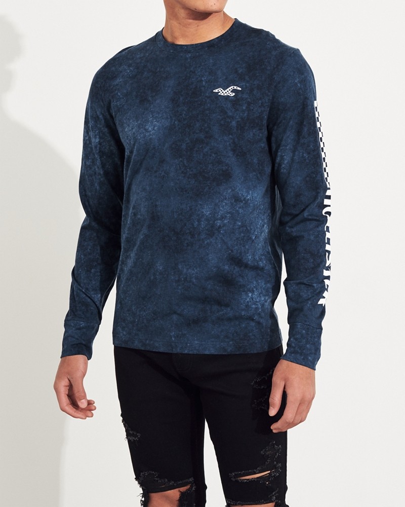 Hình Áo thun nam tay dài Hollister HCO-HL14 Checkerboard Print Graphic Tee