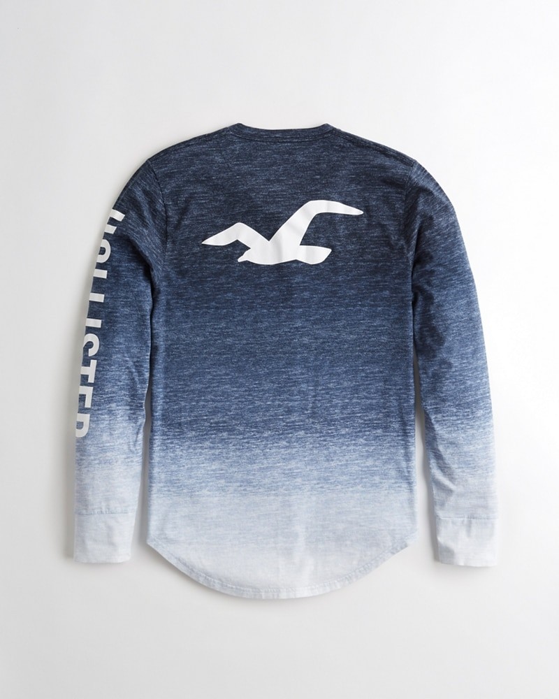 Hình Áo thun nam tay dài Hollister HCO-HL16 Ombré Print Logo Graphic Tee