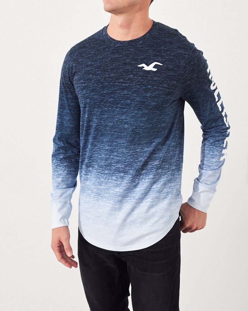 Hình Áo thun nam tay dài Hollister HCO-HL16 Ombré Print Logo Graphic Tee