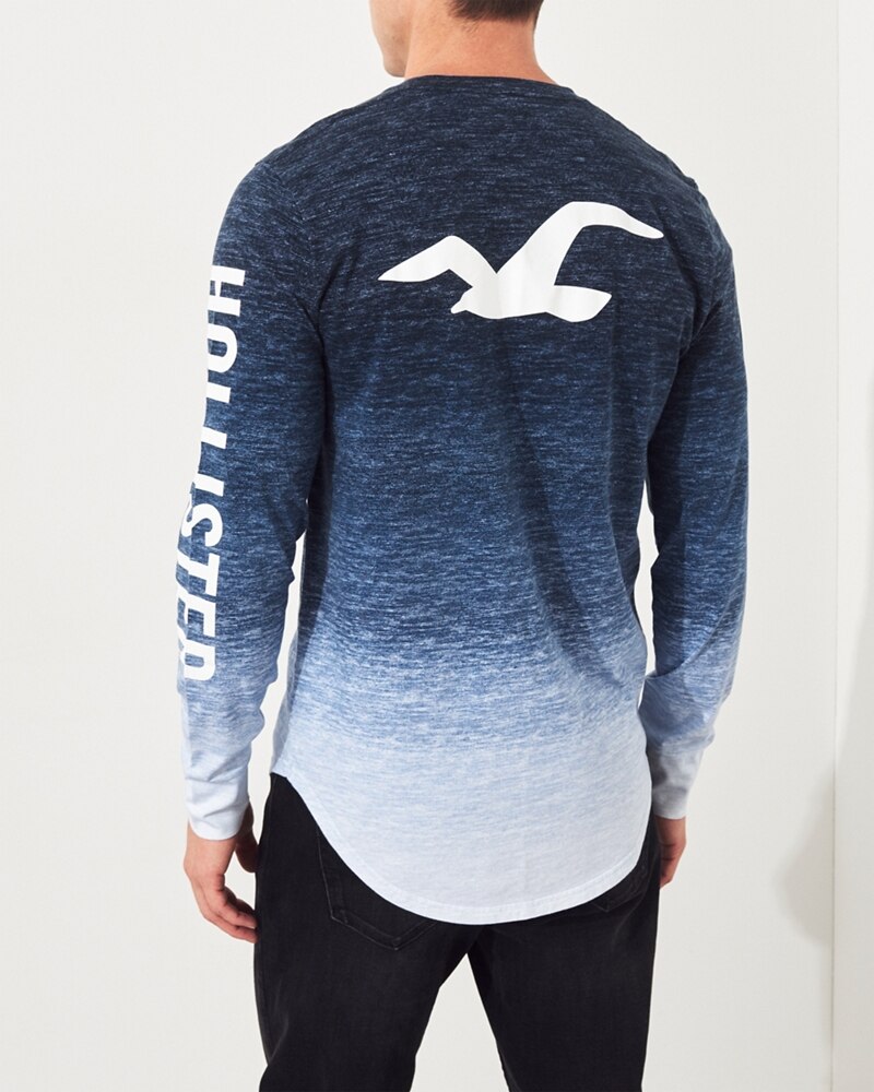 Hình Áo thun nam tay dài Hollister HCO-HL16 Ombré Print Logo Graphic Tee