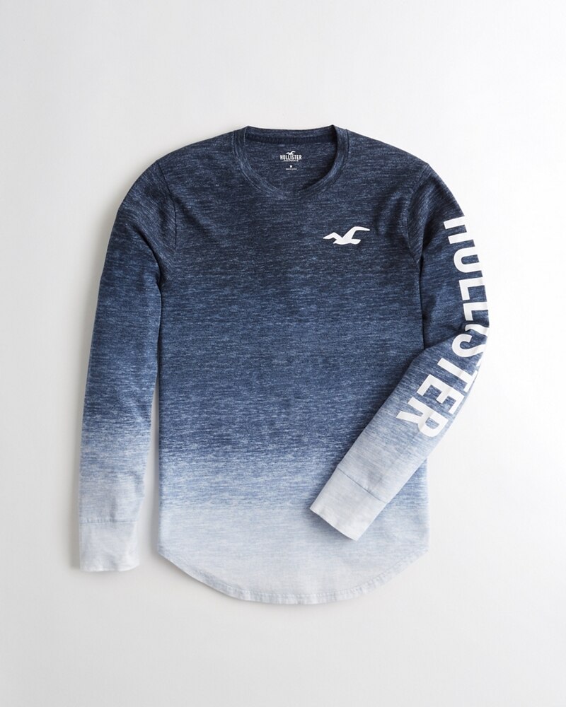 Hình Áo thun nam tay dài Hollister HCO-HL16 Ombré Print Logo Graphic Tee
