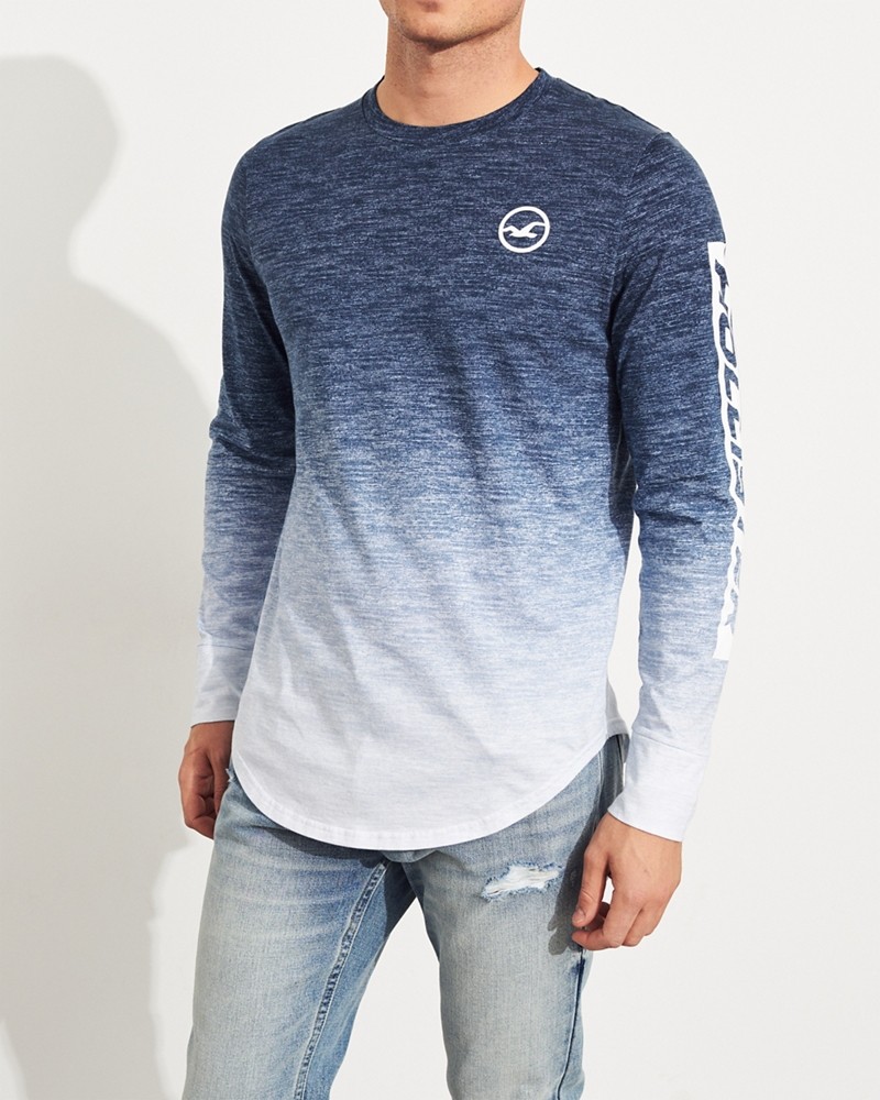 Hình Áo thun nam tay dài Hollister HCO-HL17 Ombré Print Logo Graphic Tee