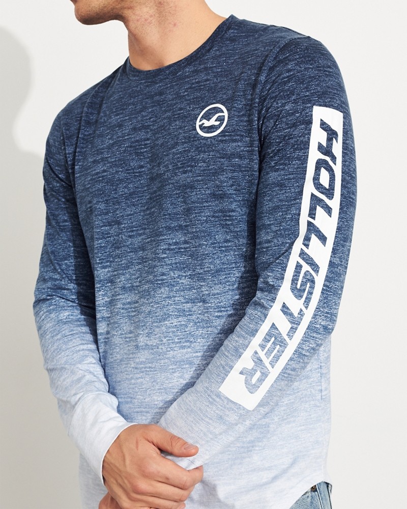 Hình Áo thun nam tay dài Hollister HCO-HL17 Ombré Print Logo Graphic Tee