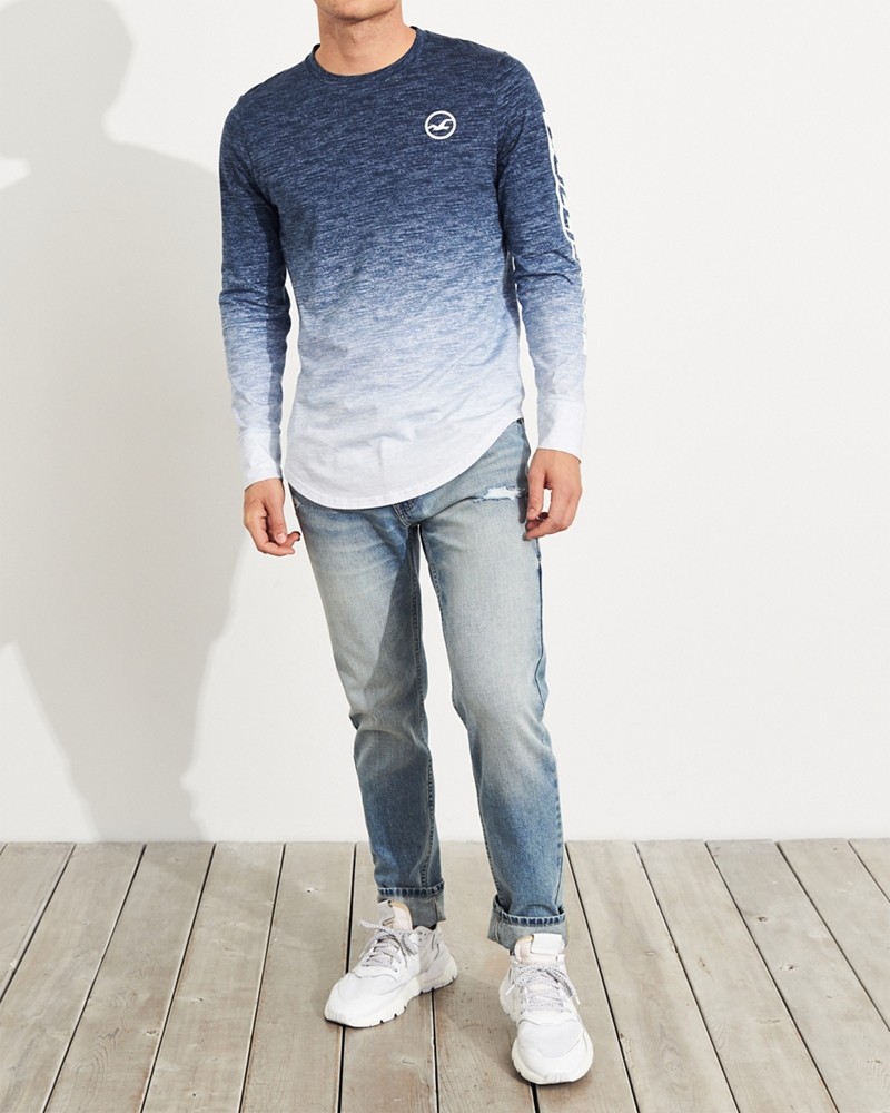 Hình Áo thun nam tay dài Hollister HCO-HL17 Ombré Print Logo Graphic Tee