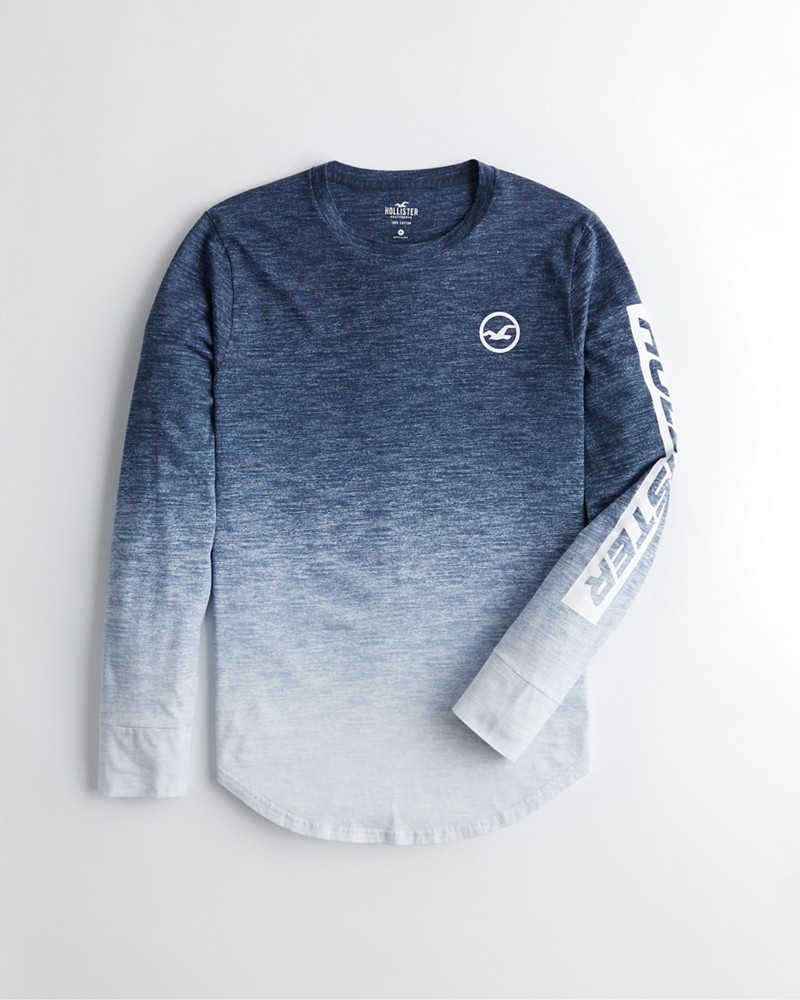Hình Áo thun nam tay dài Hollister HCO-HL17 Ombré Print Logo Graphic Tee