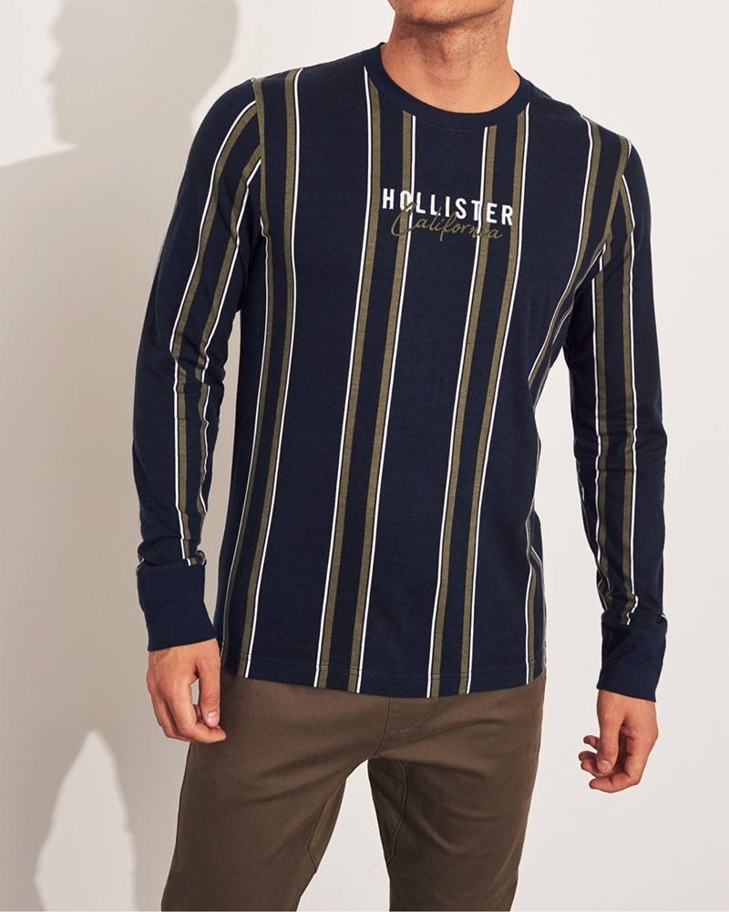 Hình Áo thun nam tay dài Hollister HCO-HL20 Stripe Logo Graphic Tee