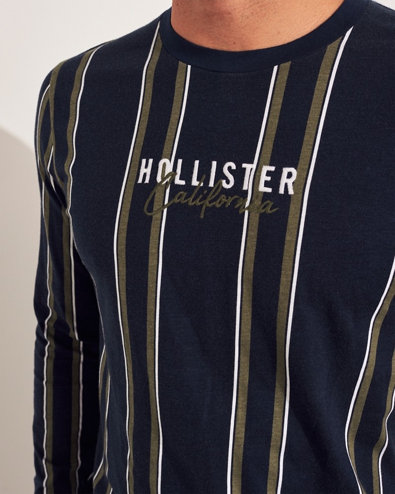 Hình Áo thun nam tay dài Hollister HCO-HL20 Stripe Logo Graphic Tee