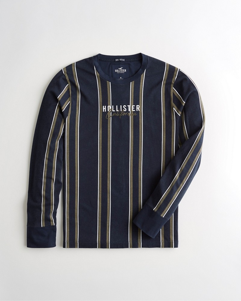 Hình Áo thun nam tay dài Hollister HCO-HL20 Stripe Logo Graphic Tee