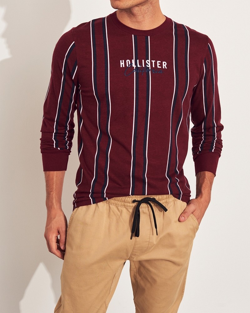 Hình Áo thun nam tay dài Hollister HCO-HL21 Stripe Logo Graphic Tee