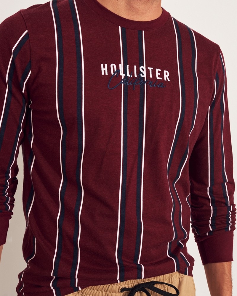 Hình Áo thun nam tay dài Hollister HCO-HL21 Stripe Logo Graphic Tee