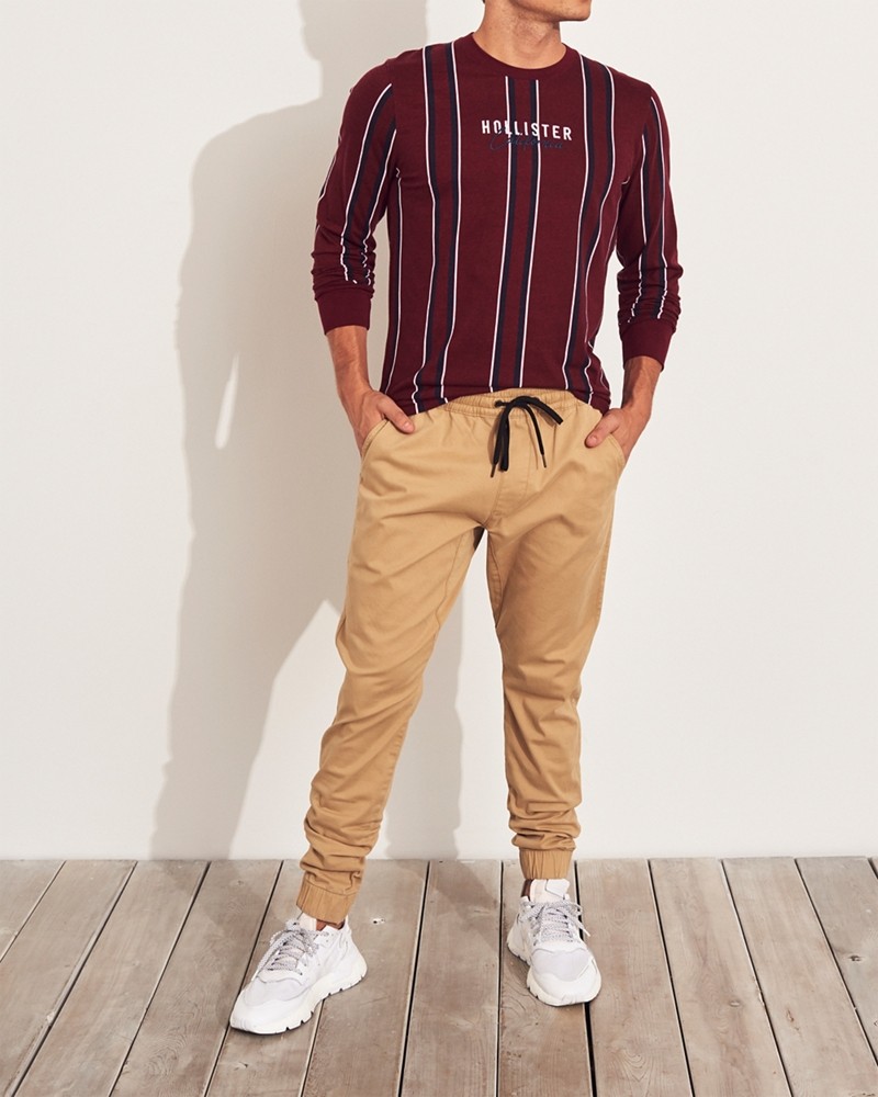 Hình Áo thun nam tay dài Hollister HCO-HL21 Stripe Logo Graphic Tee