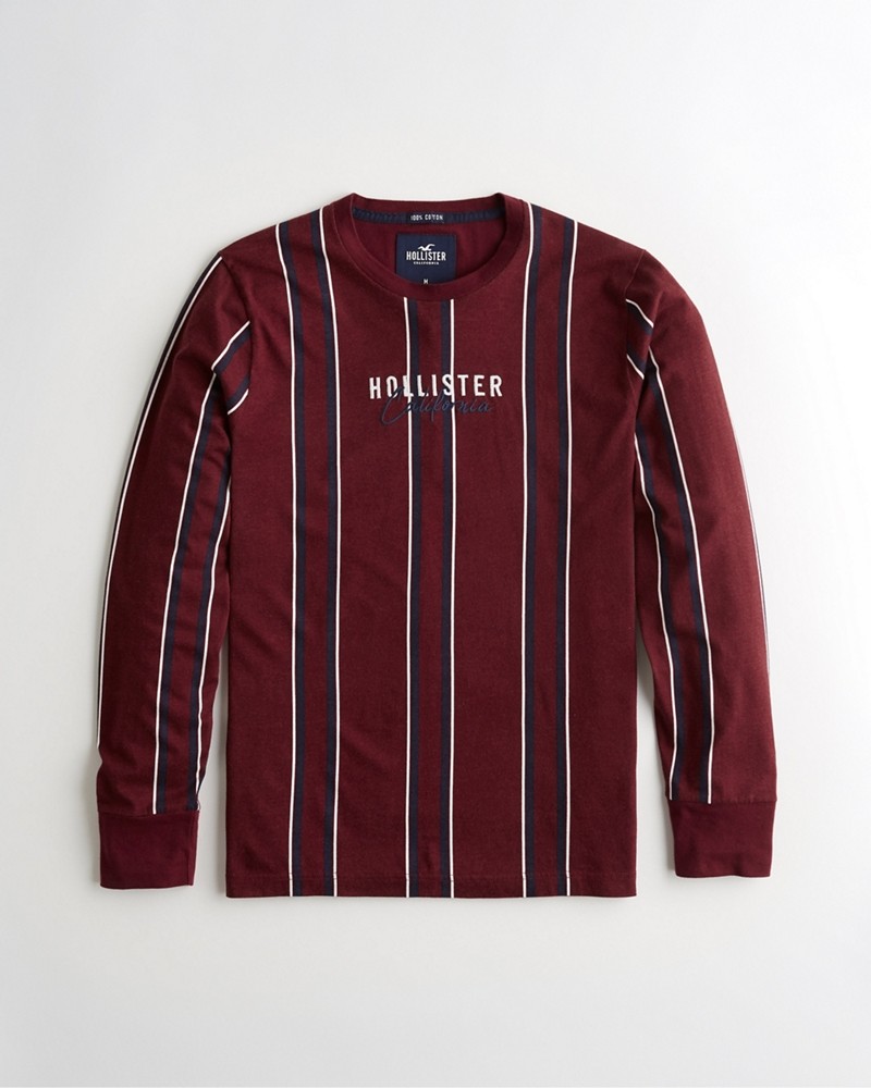 Hình Áo thun nam tay dài Hollister HCO-HL21 Stripe Logo Graphic Tee