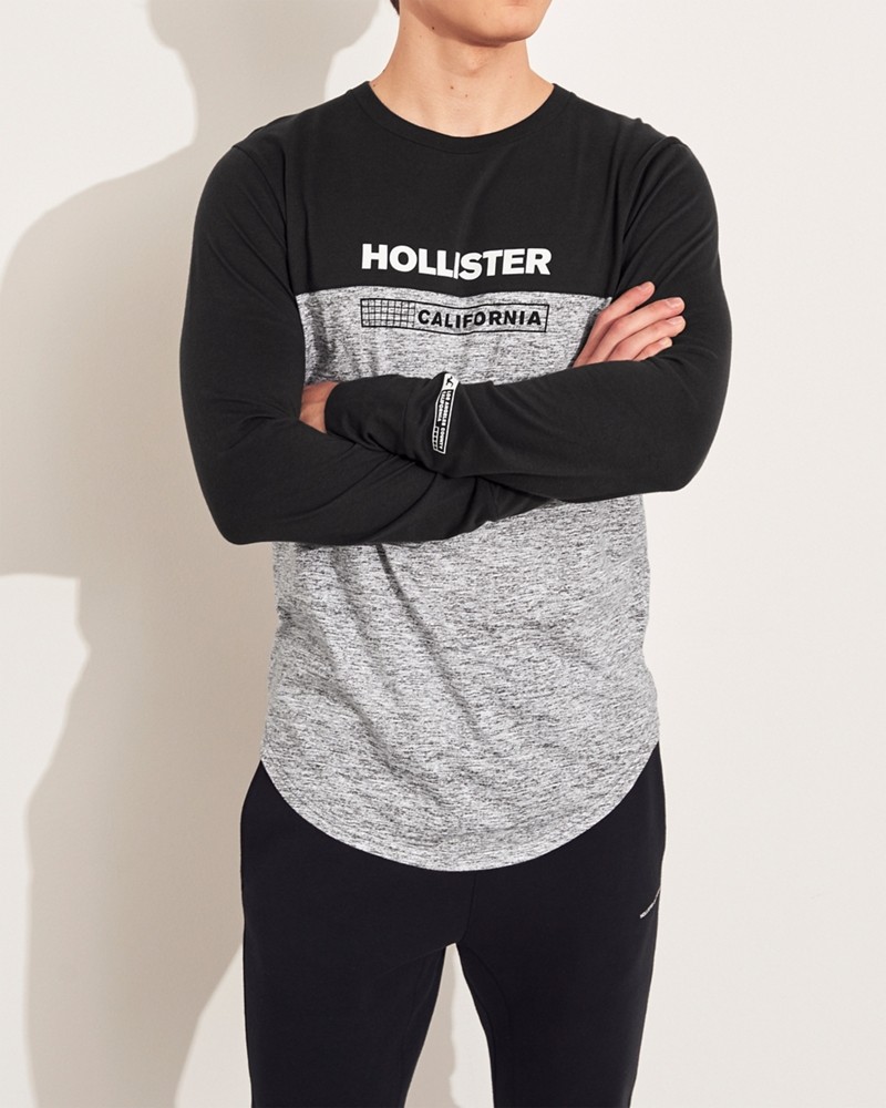 Hình Áo thun nam tay dài Hollister HCO-HL22 Colorblock Print Graphic Tee