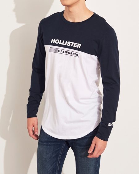 Hình Áo thun nam tay dài Hollister HCO-HL23 Colorblock Print Graphic Tee