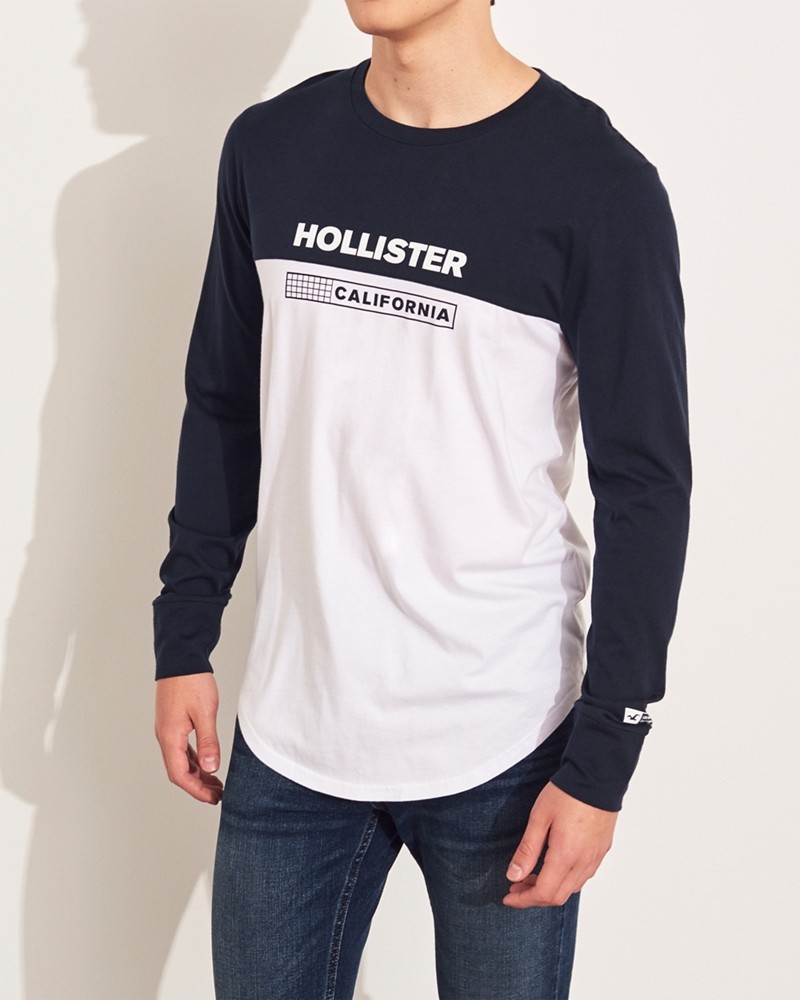 Hình Áo thun nam tay dài Hollister HCO-HL23 Colorblock Print Graphic Tee