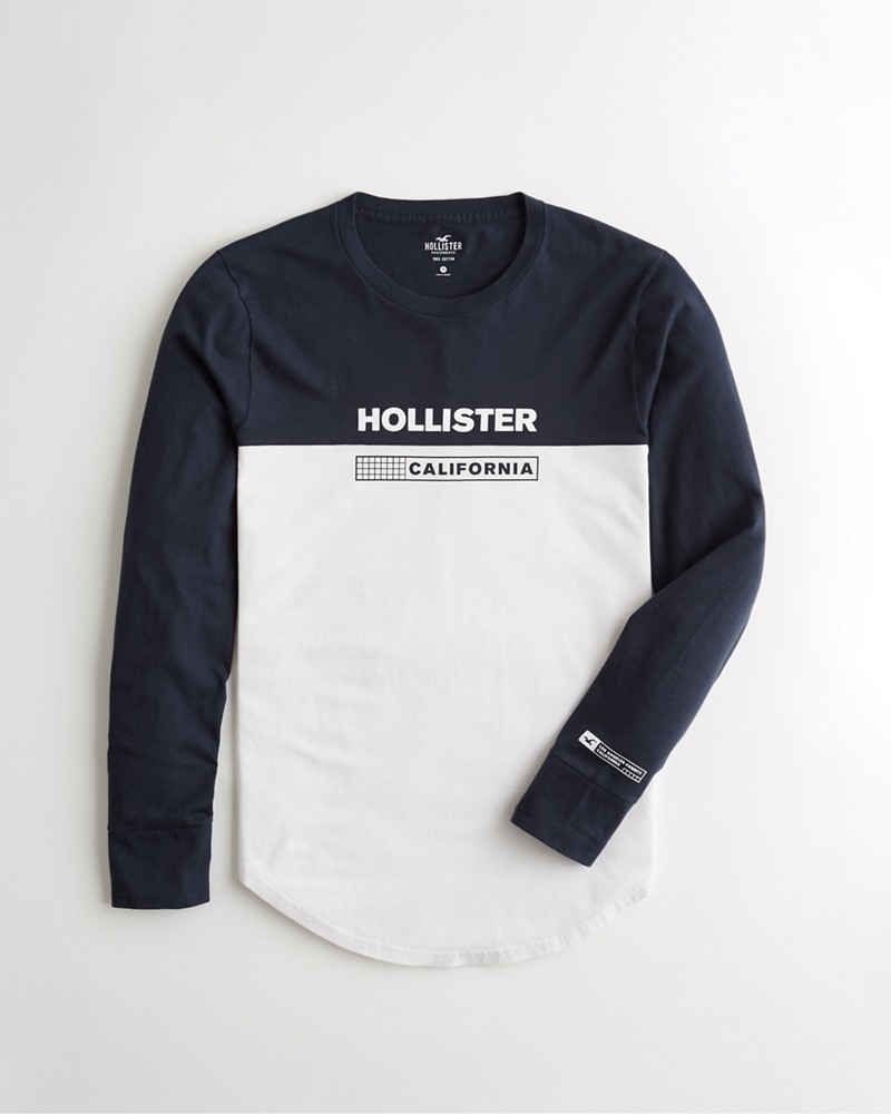 Hình Áo thun nam tay dài Hollister HCO-HL23 Colorblock Print Graphic Tee