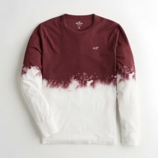 Hình Áo thun nam tay dài Hollister HCO-HL34 Dip-Dye Crewneck T-Shirt Burgundy