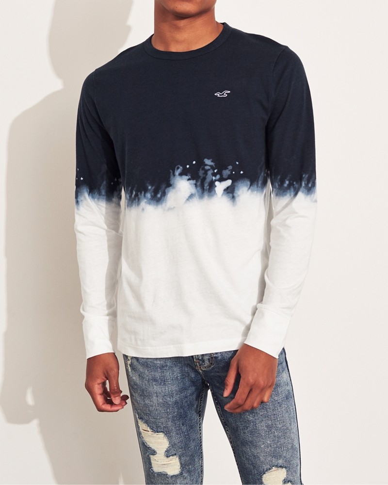 Hình Áo thun nam tay dài Hollister HCO-HL35 Dip-Dye Crewneck T-Shirt Navy