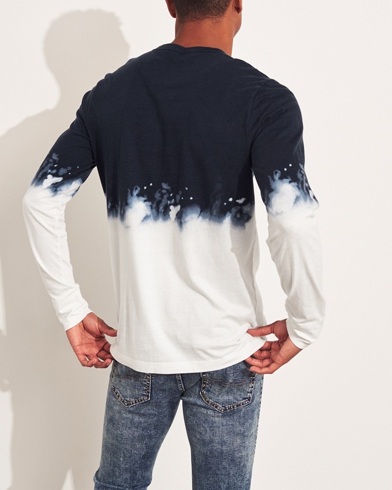 Hình Áo thun nam tay dài Hollister HCO-HL35 Dip-Dye Crewneck T-Shirt Navy