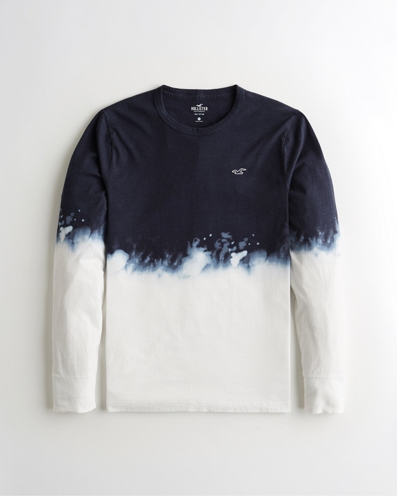 Hình Áo thun nam tay dài Hollister HCO-HL35 Dip-Dye Crewneck T-Shirt Navy