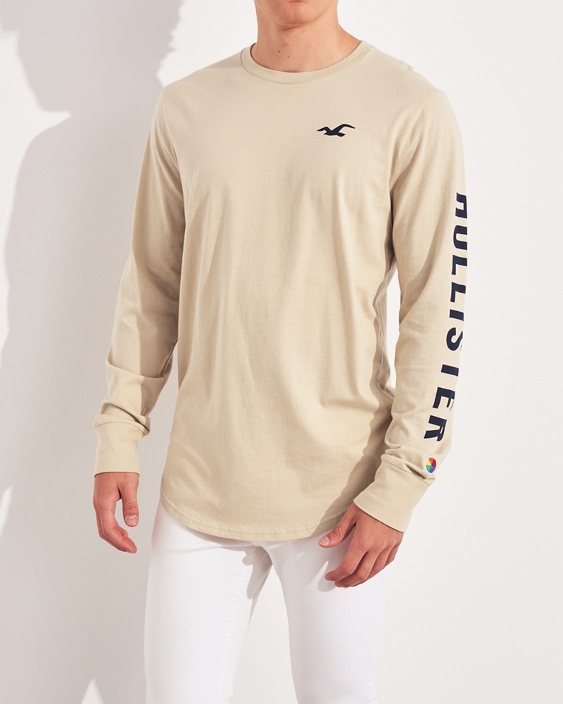 Hình Áo thun nam tay dài Hollister HCO-HL40 Logo Graphic Tee Cream