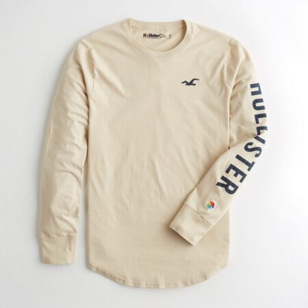 Hình Áo thun nam tay dài Hollister HCO-HL40 Logo Graphic Tee Cream