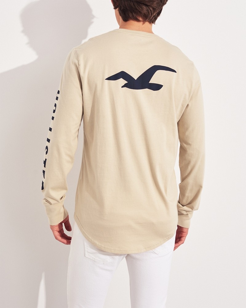 Hình Áo thun nam tay dài Hollister HCO-HL40 Logo Graphic Tee Cream