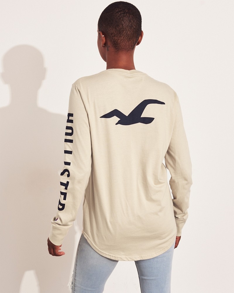 Hình Áo thun nam tay dài Hollister HCO-HL40 Logo Graphic Tee Cream