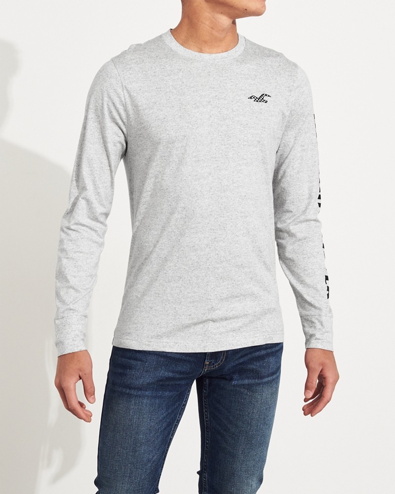 Hình Áo thun nam tay dài Hollister HCO-HL48 Checkerboard Print Graphic Tee