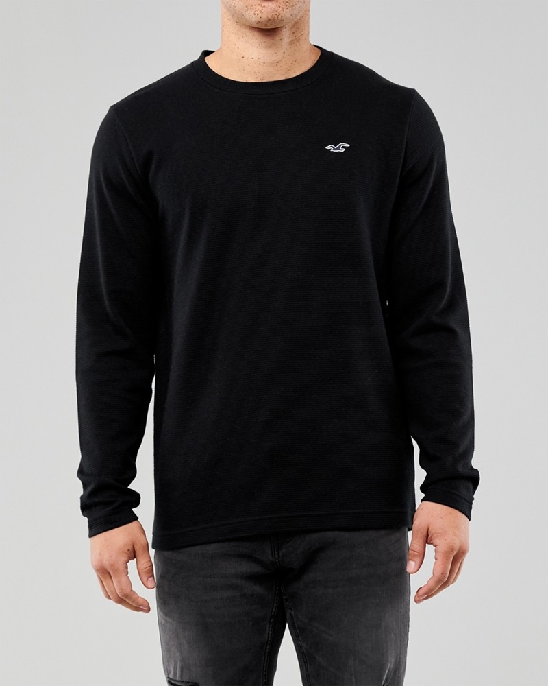 Hình Áo thun nam tay dài Hollister HCO-HL55 Ribbed Crewneck T-Shirt Black