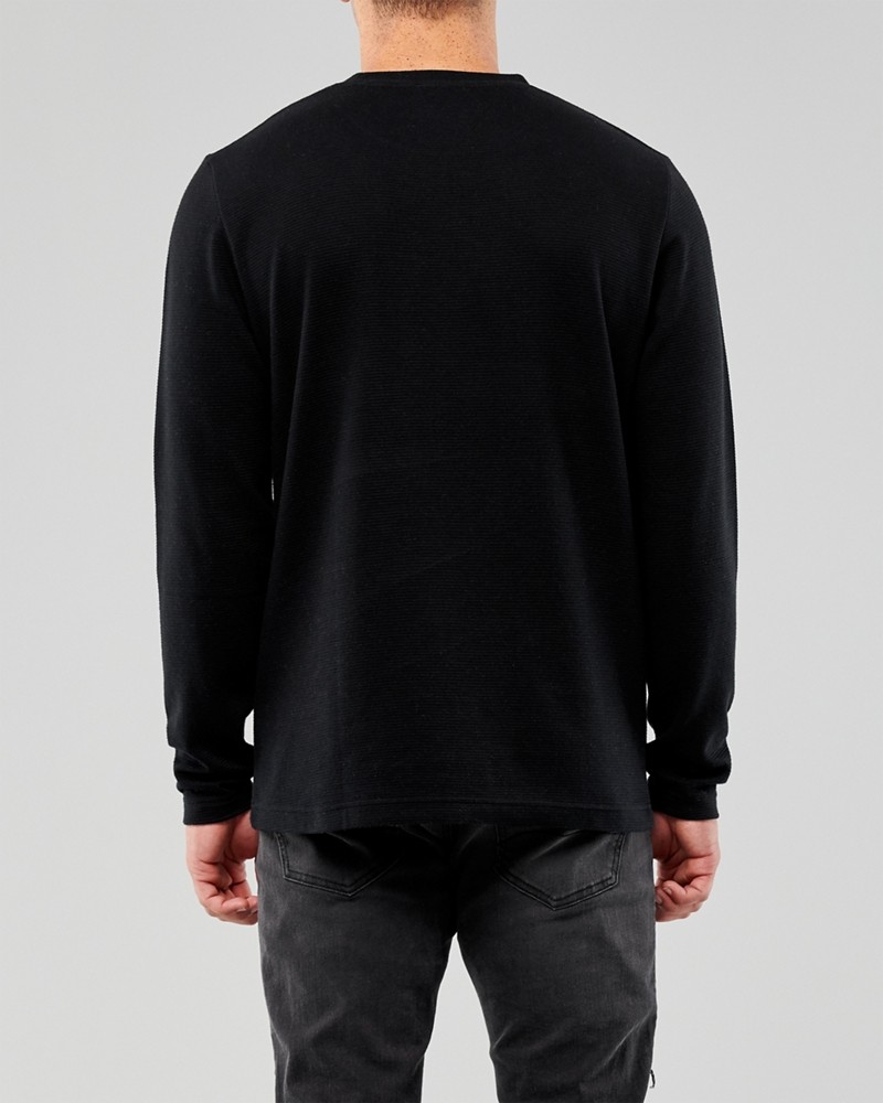 Hình Áo thun nam tay dài Hollister HCO-HL55 Ribbed Crewneck T-Shirt Black