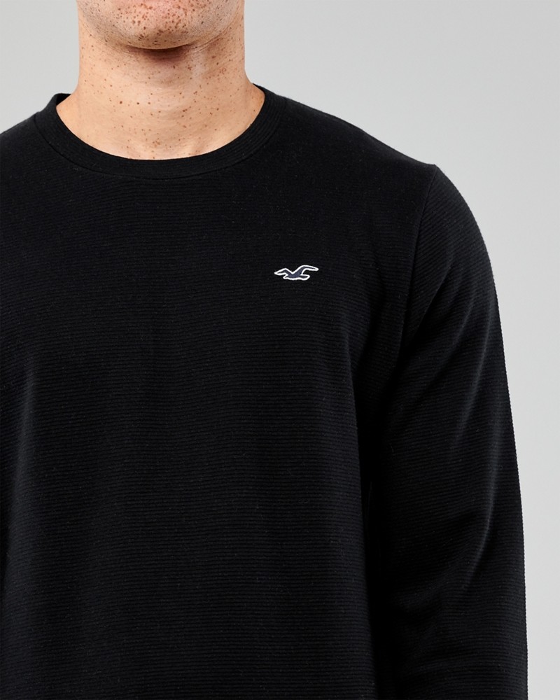 Hình Áo thun nam tay dài Hollister HCO-HL55 Ribbed Crewneck T-Shirt Black