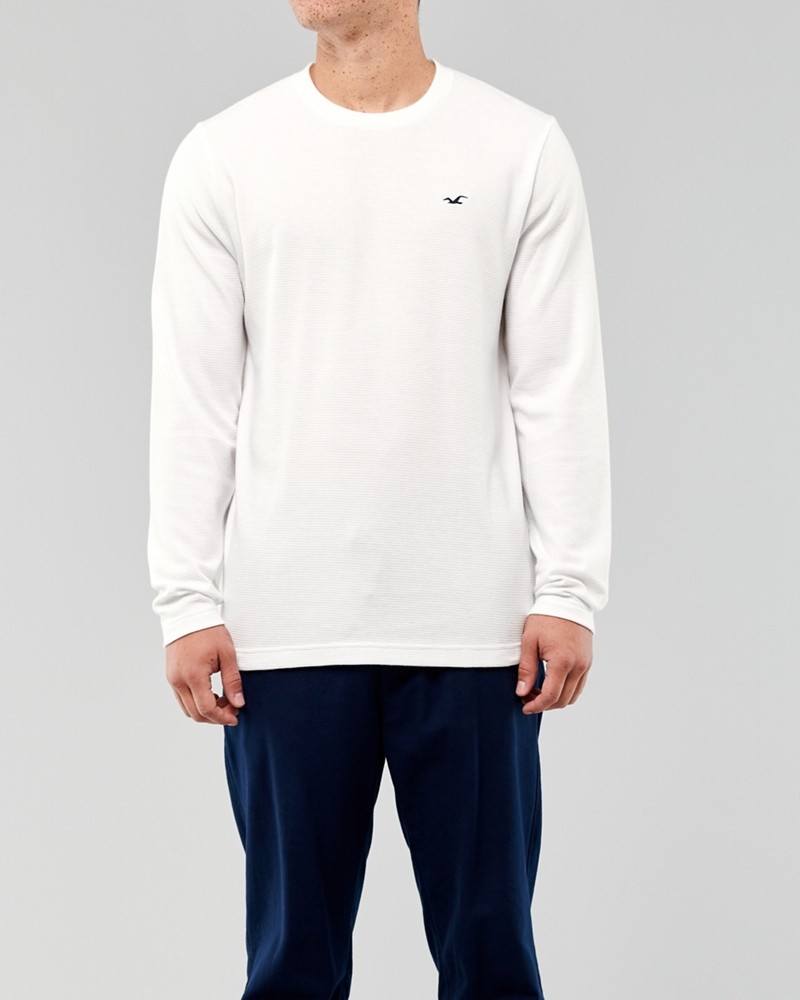Hình Áo thun nam tay dài Hollister HCO-HL56 Ribbed Crewneck T-Shirt White