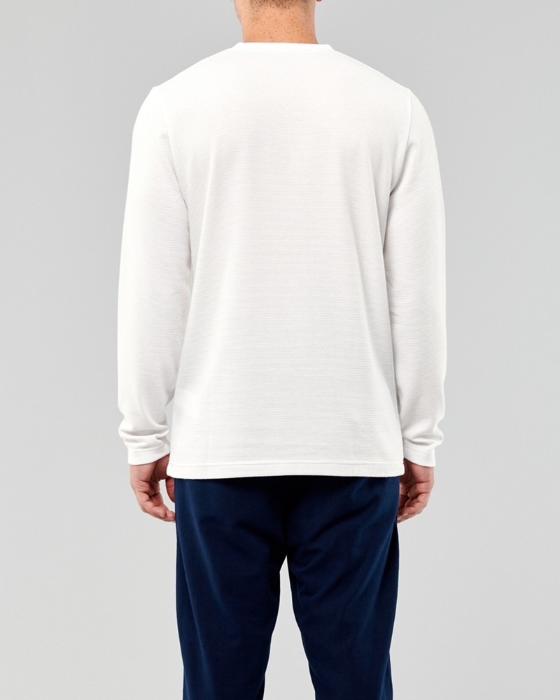 Hình Áo thun nam tay dài Hollister HCO-HL56 Ribbed Crewneck T-Shirt White
